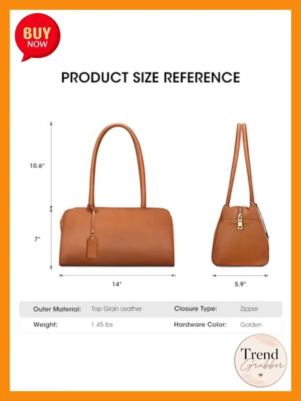 Medium Leather Tote Satchel with Top Handles, Roomy Interior, Hobo Style